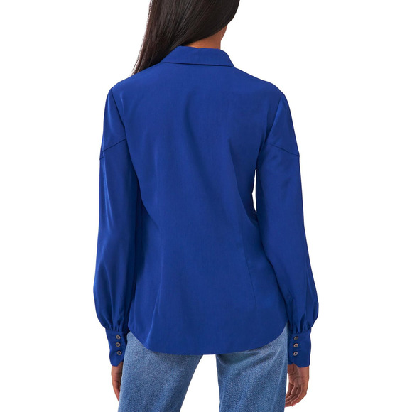 Riley & Rae Blue Tie Neck Blouse - Small - Women's Work Top - Picture 3 of 3